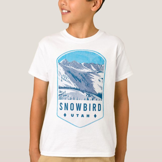 Snowbird Utah Ski Badge T Shirt (Framsida)