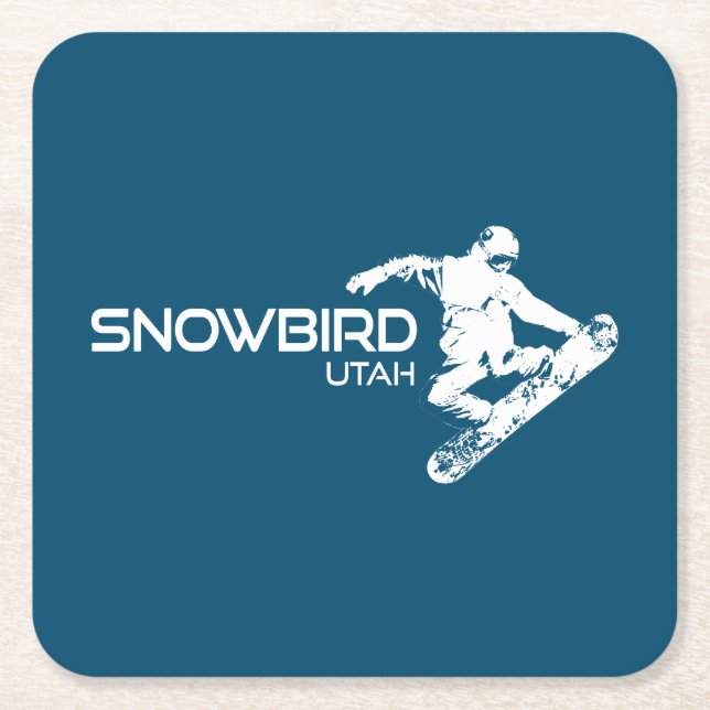 Snowbird Utah Snowboarder Underlägg Papper Kvadrat (Framsidan)