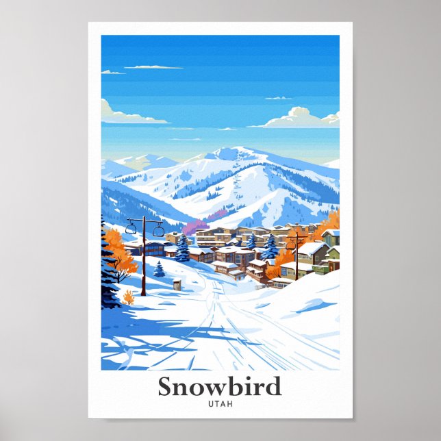 Snowbird Utah USA Travel Vintage Illustration Poster (Framsidan)