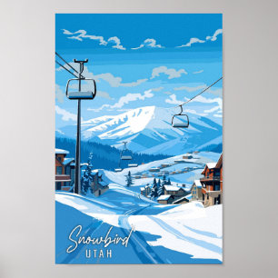 Snowbird Utah USA vintage resor illustration Poster