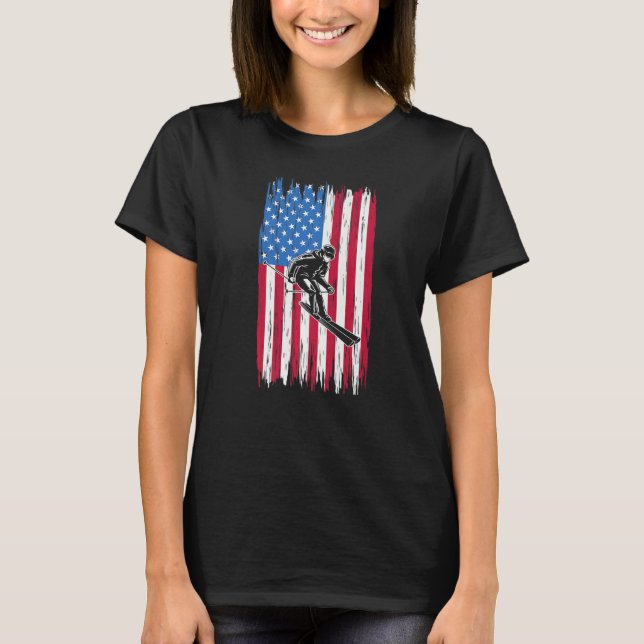Snowboard American Flag Patriotic Snowboard Snowbo T Shirt (Framsida)