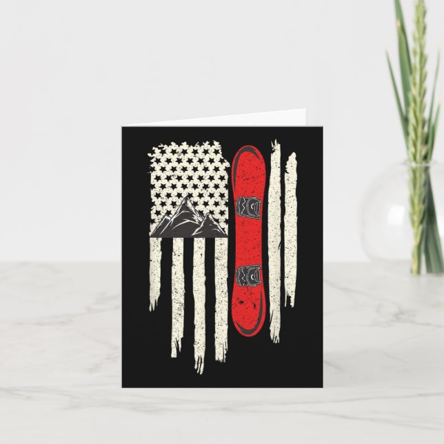 Snowboard American Flagga Winter Sports Alpine Sno Kort (Framsida)