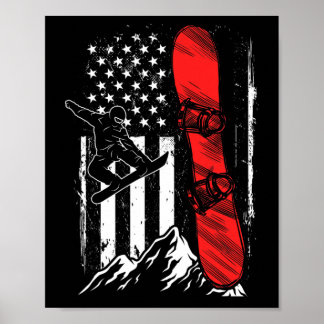 Snowboard American Flagga Winter Sports Alpine Sno Poster