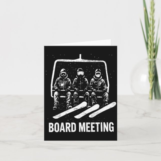 Snowboard Board Meeting Ski Lift Skier Winter Srts Kort (Framsida)