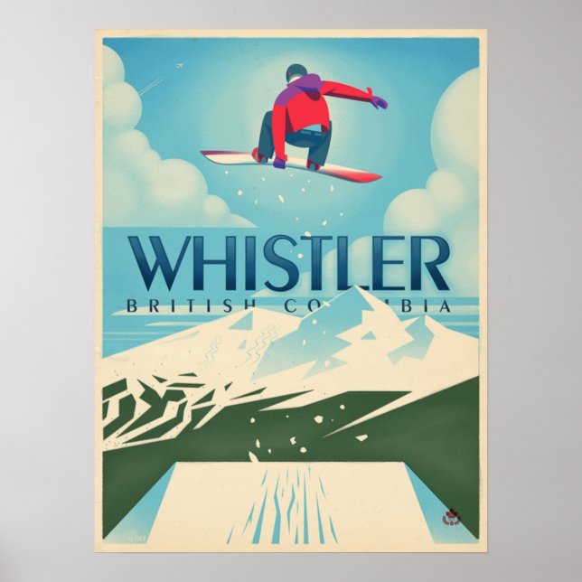 Snowboard Booter Whistler BC Travel Poster (Framsidan)