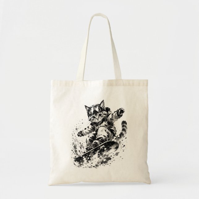 Snowboard Borste Konst - Snowboardkatt -Inget Logo Tygkasse (Framsidan)