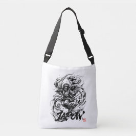 Snowboard Brush Art - Skier Fujin God Axelväska