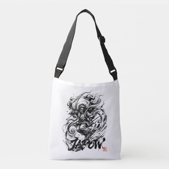Snowboard Brush Art - Skier Fujin God Axelväska (Framsida)