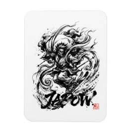 Snowboard Brush Art - Skier Fujin God Magnet