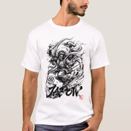 Snowboard Brush Art - Skier Fujin God T Shirt