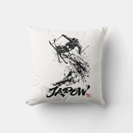 Snowboard Brush Art - Skier jump Kudde