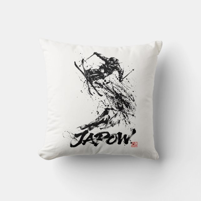 Snowboard Brush Art - Skier jump Kudde (Framsida)