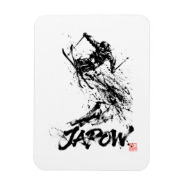 Snowboard Brush Art - Skier jump Magnet