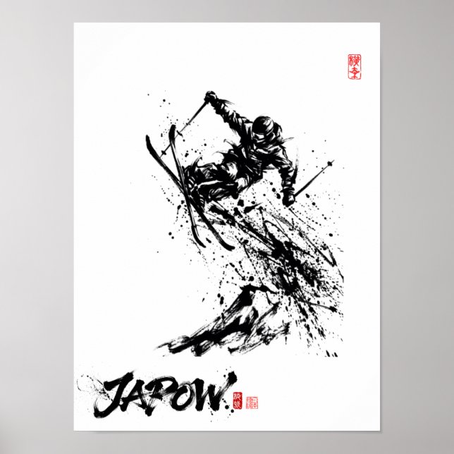 Snowboard Brush Art - Skier Jump Poster (Framsidan)