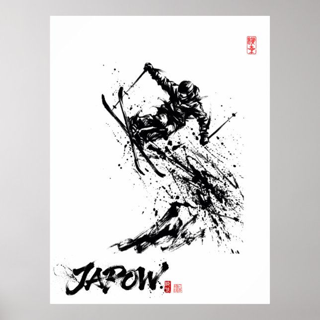 Snowboard Brush Art - Skier Jump Poster (Framsidan)