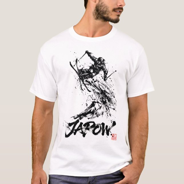 Snowboard Brush Art - Skier jump T Shirt (Framsida)