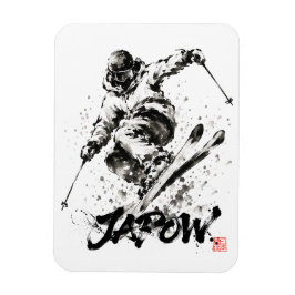 Snowboard Brush Art - Skier Light Magnet