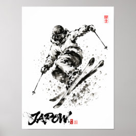 Snowboard Brush Art - Skier light Poster
