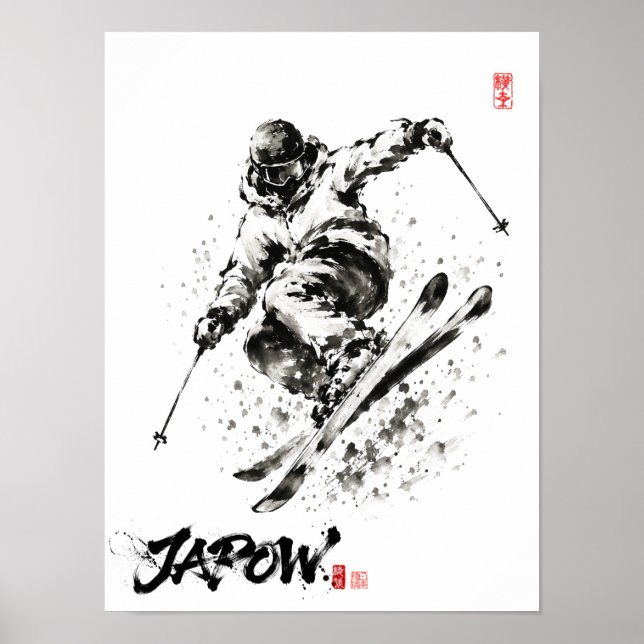 Snowboard Brush Art - Skier light Poster (Framsidan)