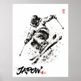 Snowboard Brush Art - Skier light Poster