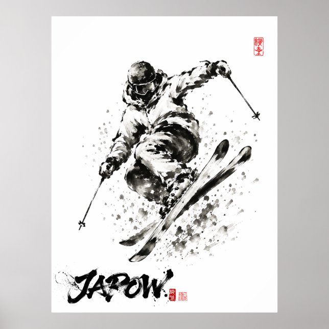 Snowboard Brush Art - Skier light Poster (Framsidan)
