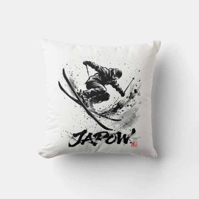 Snowboard Brush Art - Skier Slush Powder Kudde (Framsida)