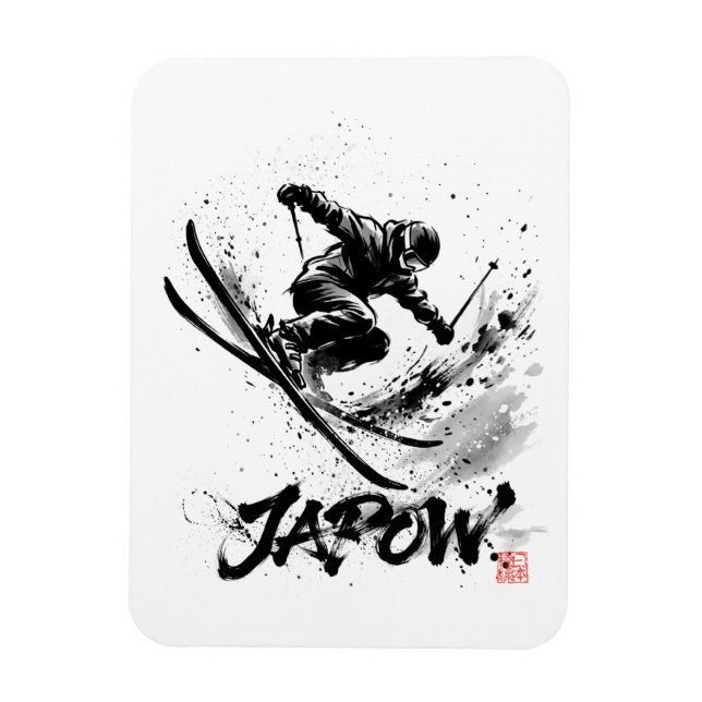 Snowboard Brush Art - Skier Slush Powder Magnet (Vertikal)