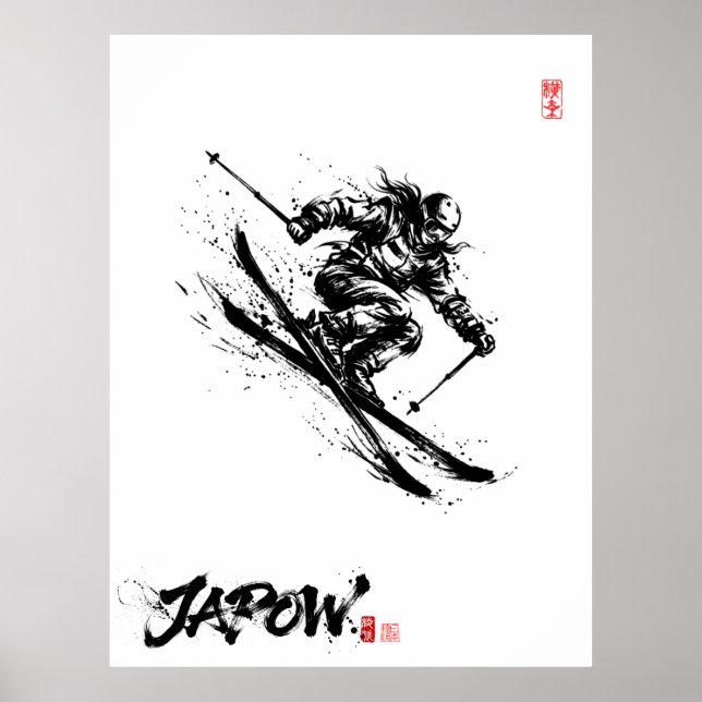 Snowboard Brush Art - Skier Women Poster (Framsidan)