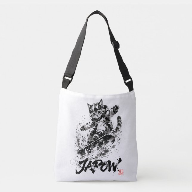 Snowboard Brush Art - Snowboarder cat Axelväska (Framsida)