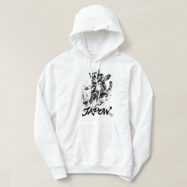 Snowboard Brush Art - Snowboarder cat Hoodie (Design framsida)