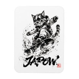 Snowboard Brush Art - Snowboarder cat Magnet