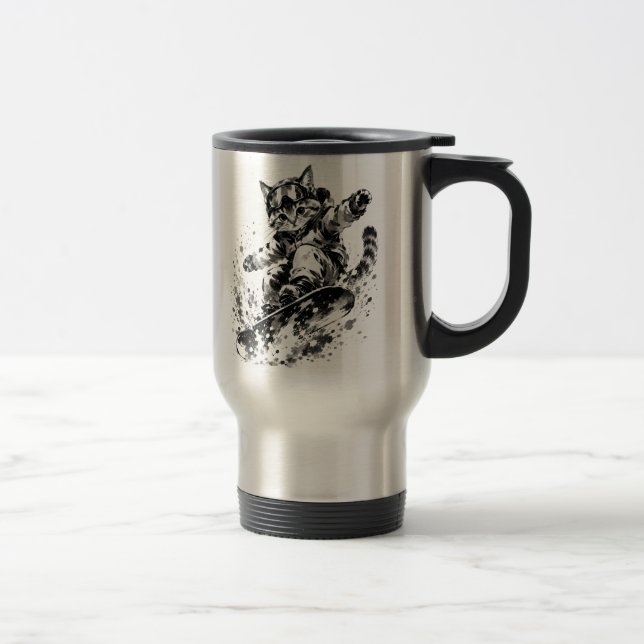 Snowboard Brush Art - Snowboarder cat Resemugg (Höger)