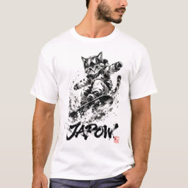 Snowboard Brush Art - Snowboarder cat T Shirt