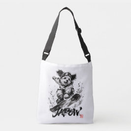 Snowboard Brush Art - Snowboarder Dog Axelväska