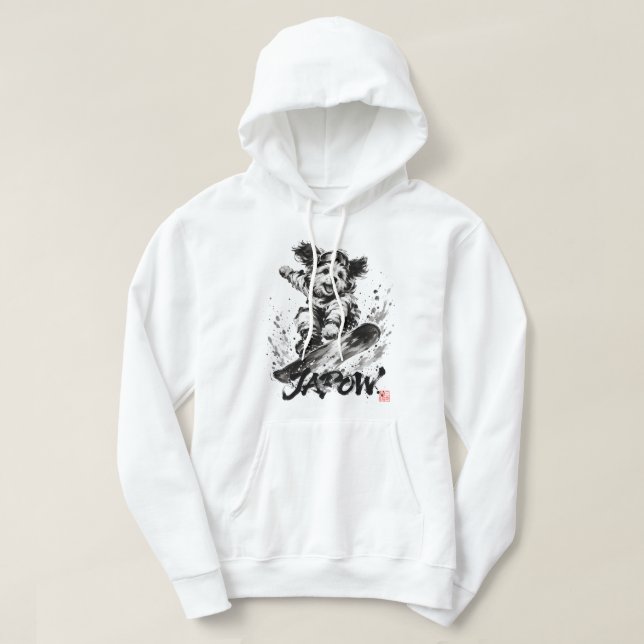 Snowboard Brush Art - Snowboarder Dog Hoodie (Design framsida)