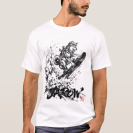 Snowboard Brush Art - Snowboarder Dog Huskey T Shirt