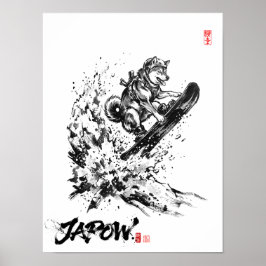 Snowboard Brush Art - Snowboarder Dog Husky ポスター Poster