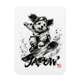 Snowboard Brush Art - Snowboarder Dog Magnet