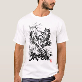 Snowboard Brush Art - Snowboarder Dog Shiba Inu T Shirt