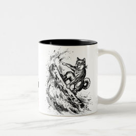 Snowboard Brush Art - Snowboarder Dog Shiba Inu Två-Tonad Mugg