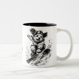 Snowboard Brush Art - Snowboarder Dog Två-Tonad Mugg