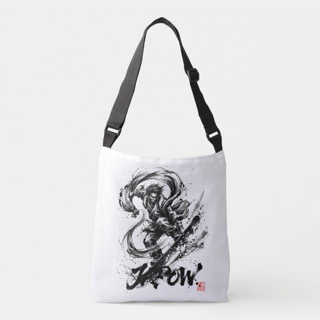 Snowboard Brush Art - Snowboarder Fujin God Axelväska (Framsida)