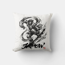 Snowboard Brush Art - Snowboarder Fujin God Kudde