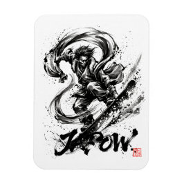 Snowboard Brush Art - Snowboarder Fujin God Magnet