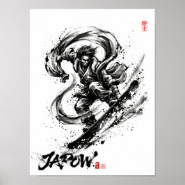 Snowboard Brush Art - Snowboarder Fujin God Poster