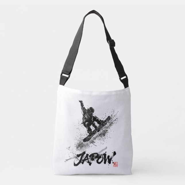 Snowboard Brush Art - Snowboarder Grab Axelväska (Framsida)