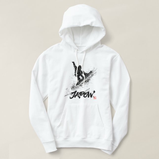 Snowboard Brush Art - Snowboarder Grab Hoodie (Design framsida)