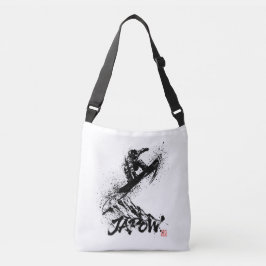 Snowboard Brush Art - Snowboarder Grab Jump Axelväska