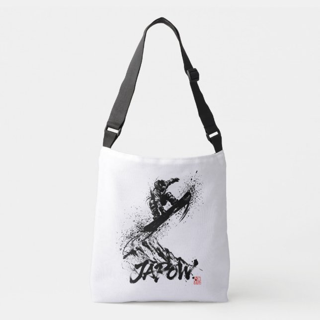 Snowboard Brush Art - Snowboarder Grab Jump Axelväska (Framsida)