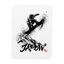 Snowboard Brush Art - Snowboarder Grab Jump Magnet